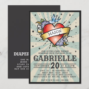 Baby Name Rock and Roll Tattoo Baby Shower Einladung