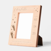 Baby Name Script & Birth Stats Footprints & Hearts Geätzte Rahmen (Links)