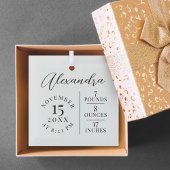 Baby Name Script & Birth Stats White Keepake Ornament Aus Glas