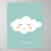 Baby Name Sleepy Kawaii Cloud Pastel Poster (Vorne)