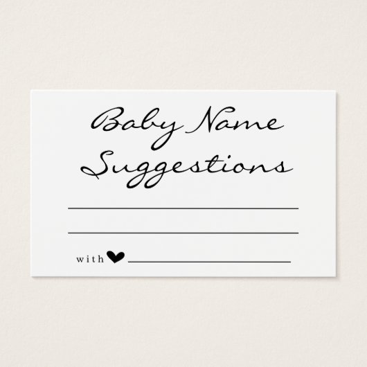 Baby Name Suggestions Card for Baby Shower (Vorderseite)
