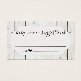 Baby Name Suggestions Card for Baby Shower