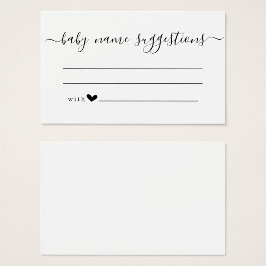 Baby Name Suggestions Card for Baby Shower (Vorne & Hinten)