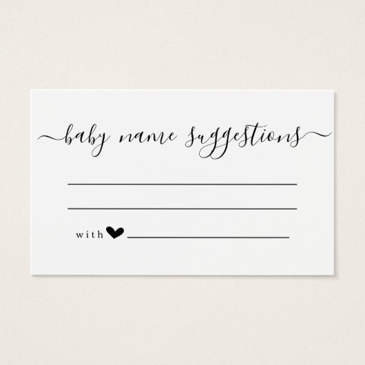 Baby Name Suggestions Card for Baby Shower (Vorderseite)