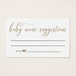 Baby Name Suggestions Card for Baby Shower - Gold