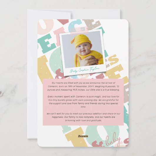 Baby-Namen-erste Feiertagskarte (Rückseite)