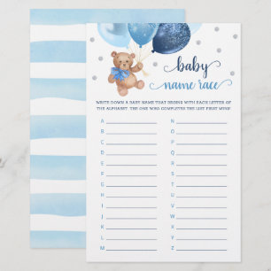 Baby Namensrennen Spiel Baby Shower Teddybär