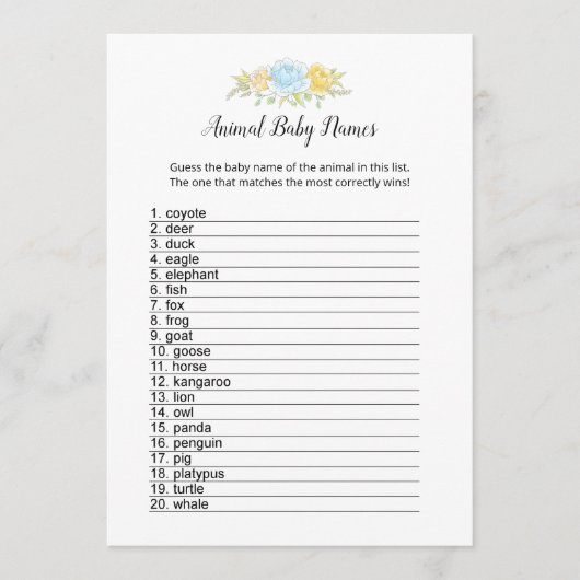 Baby Names Boy Teddy Bear Card Programm (Vorderseite)