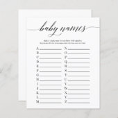 Baby Names Minimalistisch Baby Shower Game (Vorne/Hinten)