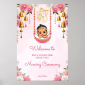 Baby Naming Cradle Indische Zeremonie Rosa Begrüßu Poster (Vorne)