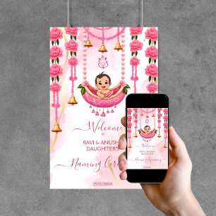 Baby Naming Cradle Indische Zeremonie Rosa Begrüßu Poster