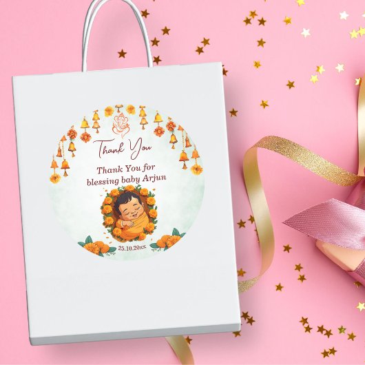 Baby Naming Namkaran Wiege Zeremonie Gefallen Runder Aufkleber