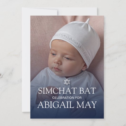 Baby Naming Simchat Bat Foto Einfache Einladung (Vorderseite)