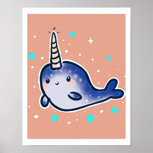 Baby Narwhal Art Print for Kids & Kinderzimmer Poster (Vorne)