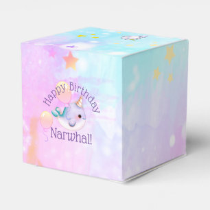 Baby Narwhal Geburtstagpersonalisierter Watercolor Geschenkschachtel