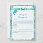 Baby Narwhal Ratschläge für Mommy Baby Shower Game Einladung (Vorderseite)
