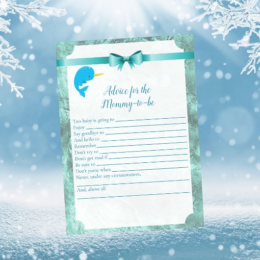 Baby Narwhal Ratschläge für Mommy Baby Shower Game Einladung