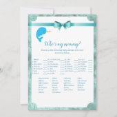 Baby Narwhal Who is My Mommy Baby Shower Game Einladung (Vorderseite)