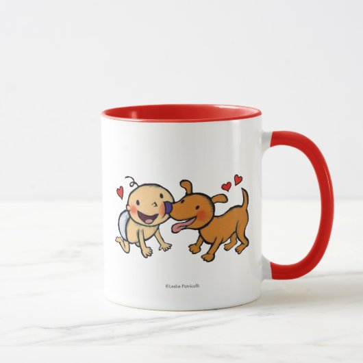 Baby-Nasen-Küsse vom Hund Tasse (Rechts)