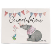 Baby-Nashorn u. Piepmätze malten Mädchen-Baby Große Geschenktüte (Vorderseite)