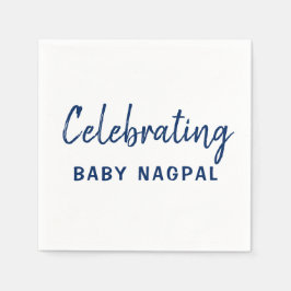 Baby Navy Blue & White Cocktail Napkin Serviette