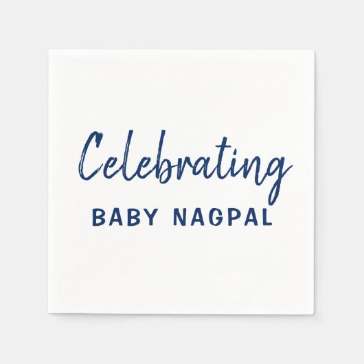 Baby Navy Blue & White Cocktail Napkin Serviette (Vorderseite)