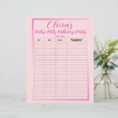 Baby Nelly Birthday Party Guest List (Stehend Vorderseite)