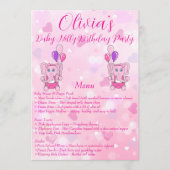 Baby Nelly Birthday Party Menükarte (Vorderseite)