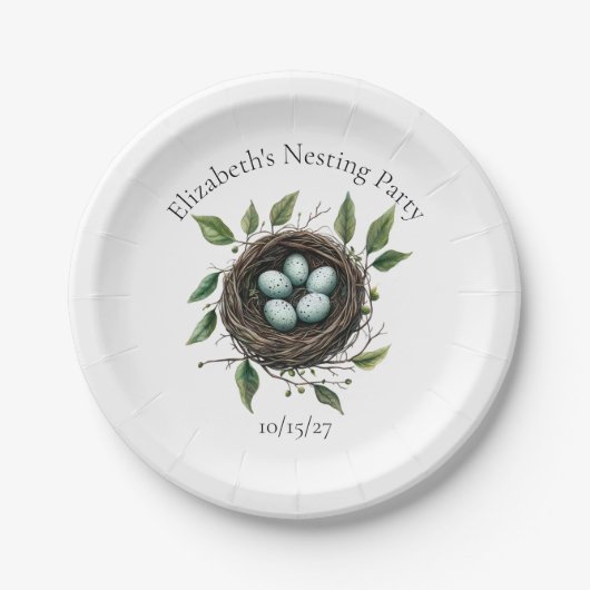 Baby Nesting Party Bird Nest Pappteller (Vorderseite)