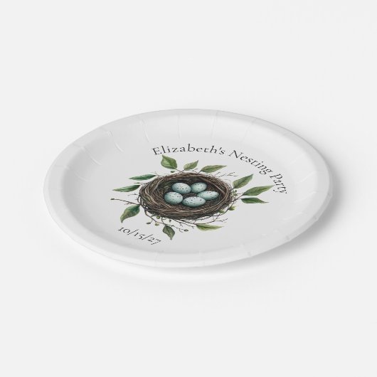 Baby Nesting Party Bird Nest Pappteller (Schrägansicht)