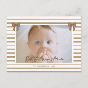Baby-Neuigkeiten Bows Streifen Neutral Beige Foto  Feiertagspostkarte