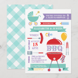 Baby Neutral - Modern GRILLEN Dusche Einladung