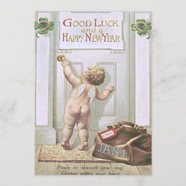Baby New Year Cherub Angel Vierblättriges Kleeblat Einladung