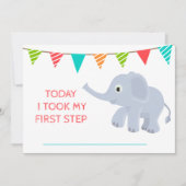 Baby Niedlich Monthly Growth Blue Elephant Einladung (Vorderseite)