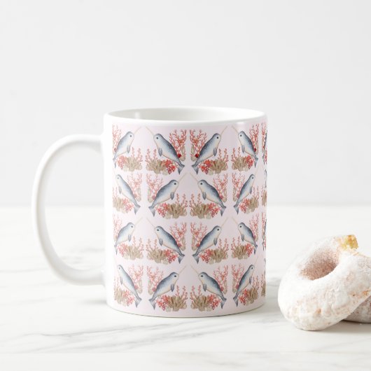 Baby niedlich Narwhal Ozeanseashells Kaffeetasse (Mit Donut)