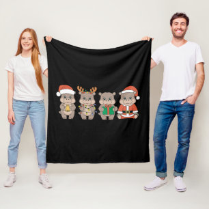 Baby Nilpferd Moo Deng Weihnachten Fleecedecke
