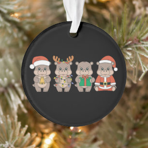Baby-Nilpferd Moo Deng Weihnachten Ornament