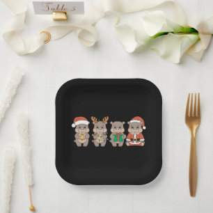 Baby Nilpferd Moo Deng Weihnachten Pappteller