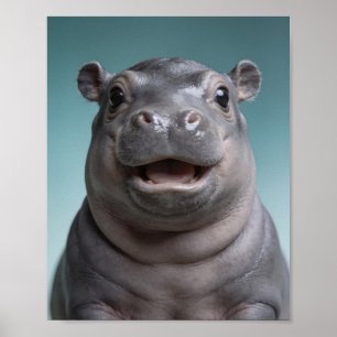 Baby-Nilpferd-Porträt – Süße Tier-Wandkunst für da Poster