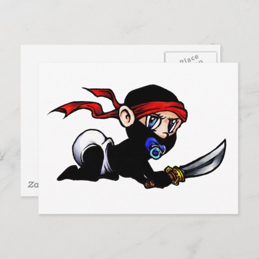 Baby Ninja Säugling Ninjutsu Postkarte (Vorne/Hinten)