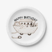 Baby Noah Ark with curved Happy Birthday design Pappteller (Vorderseite)