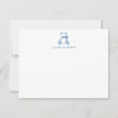 Baby Note Card, Blue Teddy Bear Gingham Flat Mitteilungskarte (Vorderseite)