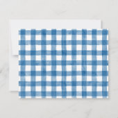 Baby Note Card, Blue Teddy Bear Gingham Flat Mitteilungskarte (Rückseite)