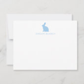 Baby Note Card, Light Blue Bunny Gingham Flat Mitteilungskarte (Vorderseite)