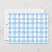Baby Note Card, Light Blue Bunny Gingham Flat Mitteilungskarte (Rückseite)