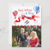 Baby Nummer Zwei rote, weiße und blaue Foto Schwan Ankündigung (Vorderseite)