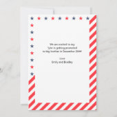 Baby Nummer Zwei rote, weiße und blaue Foto Schwan Ankündigung (Rückseite)