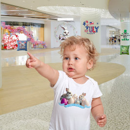 Baby Oaster Bodysuit Zwei Kaninchen & Ostereier Baby Strampler