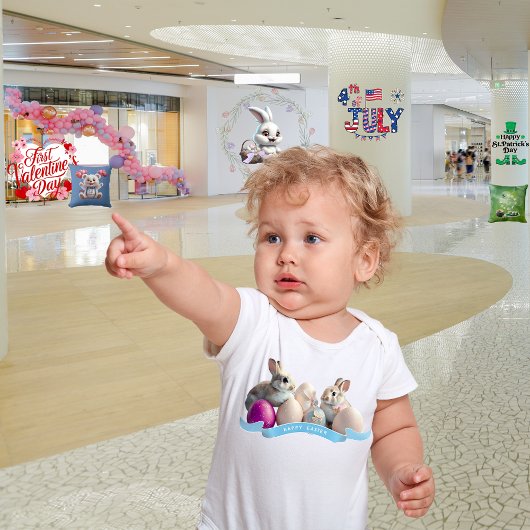 Baby Oaster Bodysuit Zwei Kaninchen & Ostereier Baby Strampler