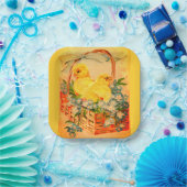 Baby Oaster Chicks in einem Korbpapier-Teller Pappteller (Party)